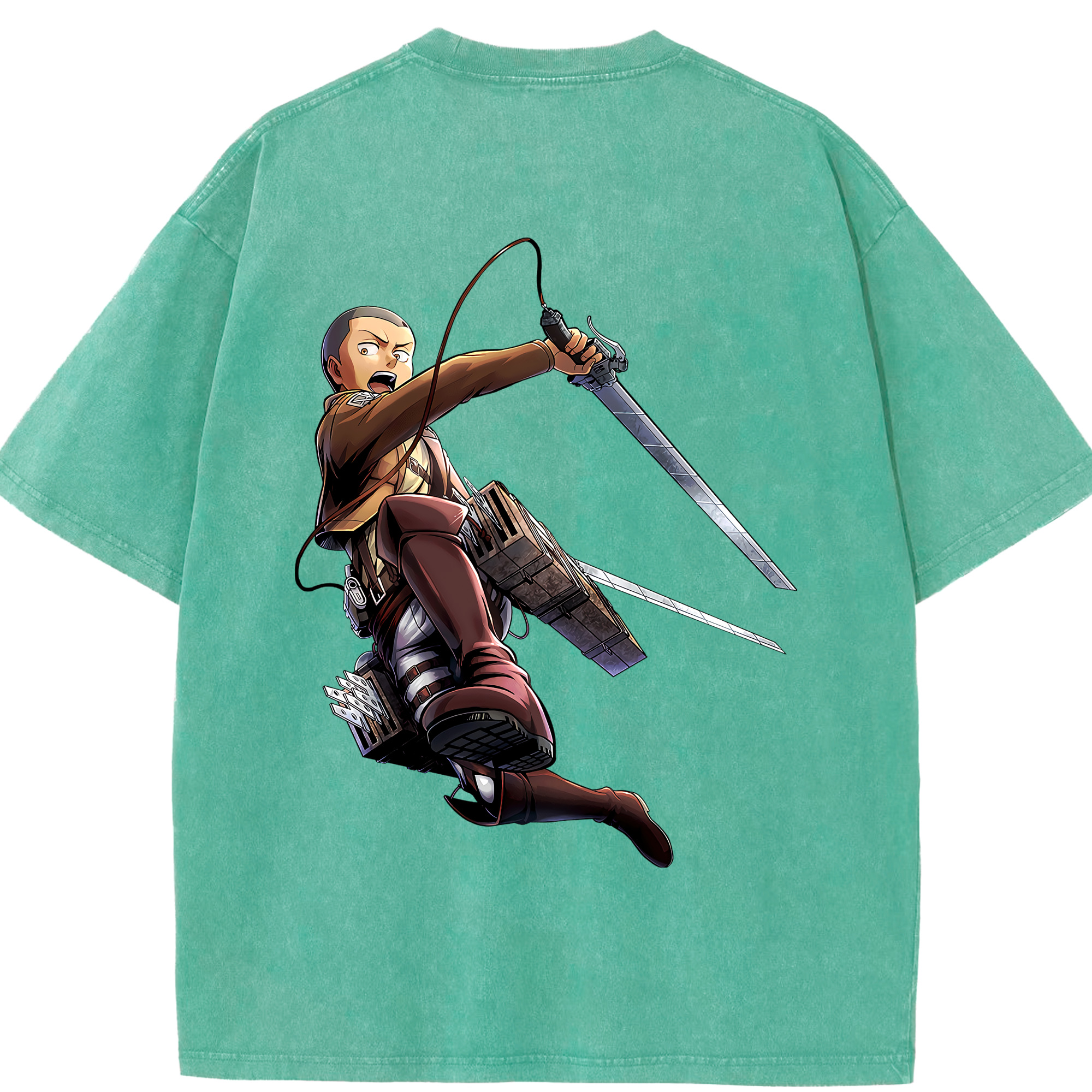 （画像用） 進撃の巨人 コニー·スプリンガー Attack on Titan Connie Springer 綿100% ヴィンテージ風 半袖Tシャツ（背面プリント）